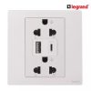 Ổ cắm đôi Euro-US 16A tích hợp USB A+C Mallia Senses 281204MW màu trắng 2 Ổ cắm đôi Euro-US 16A tích hợp USB A+C Mallia Senses 281204MW