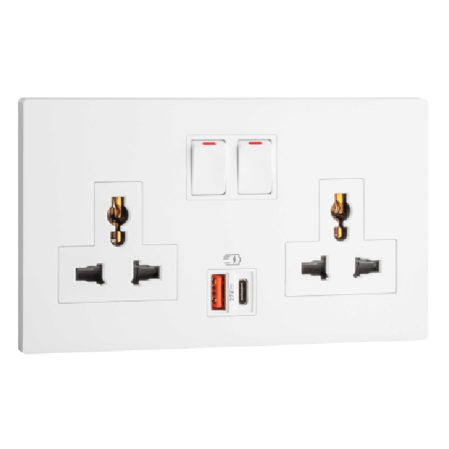 Ổ cắm đa năng kèm USB-A+C 27W Legrand Obria MEC33077 12 Ổ cắm đa năng kèm USB-A+C 27W Legrand Obria MEC33077