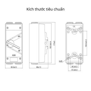 Isolator ABB 2P 20A IP66 WSD220CL - 2TCZ751006R0001 5 Kích thước Isolator ABB 2TCZ751006R0001
