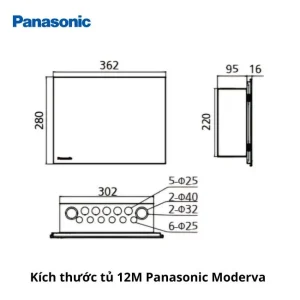 Tủ điện âm tường 12 module Panasonnic Moderva BQDF12W31AV 5 Kích thước Tủ điện âm tường 12 module Panasonnic Moderva BQDF12W31AV