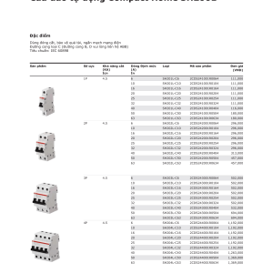 MCB ABB SH200L 2P 6A-63A 4.5kA 2CDS242001R0 5 Bảng giá cầu dao tự động MCB ABB SH200L mới nhất