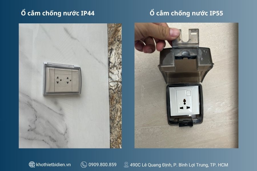 Cấp bảo vệ IP theo IEC 60529: Ý nghĩa và Cách phân biệt chi tiết 3 Ổ cắm chống nước IP44 và IP55